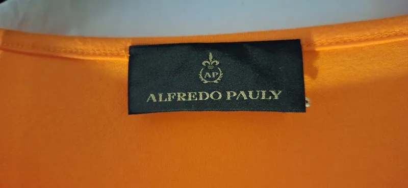 Alfredo Pauly Damen Top 3/4-Arm Elegant Orange Gr. 46 Nieten Strass 4