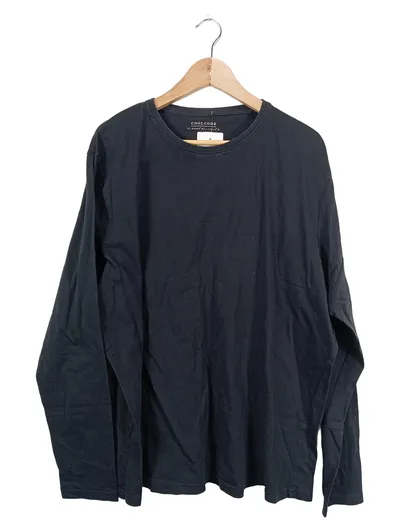 COOLCODE Langarmshirt Herren XXL Schwarz Basic Baumwolle Rundhals