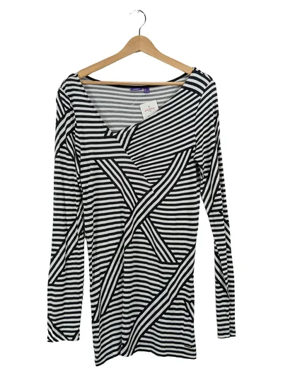 Mexx Damen Langarmshirt Gr. L Gestreift Asymmetrisch Viskose Mehrfarbig