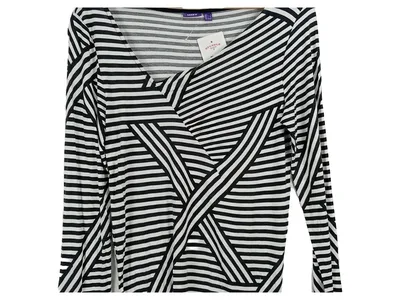 Mexx Damen Langarmshirt Gr. L Gestreift Asymmetrisch Viskose Mehrfarbig