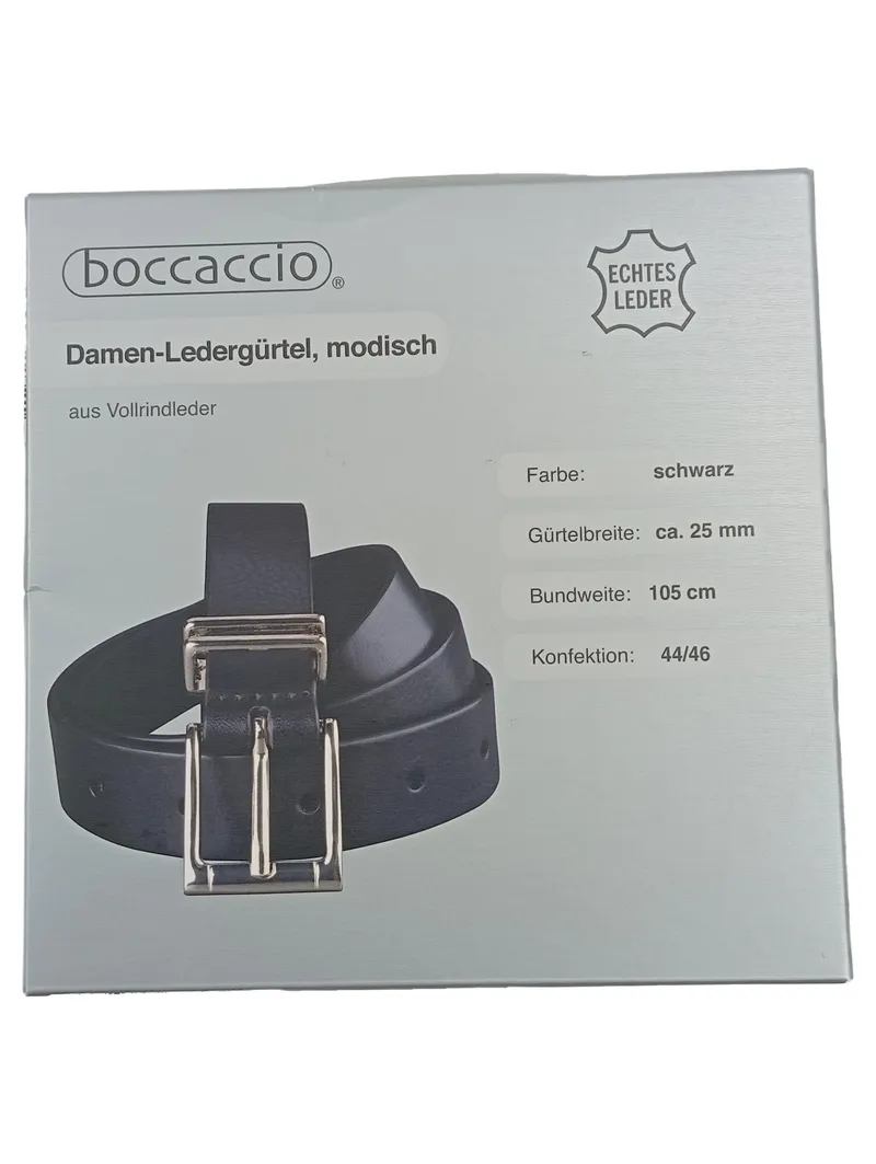 Boccaccio Damen Ledergürtel Schwarz Gr. 44/46 Echtleder 105cm Klassisch 1