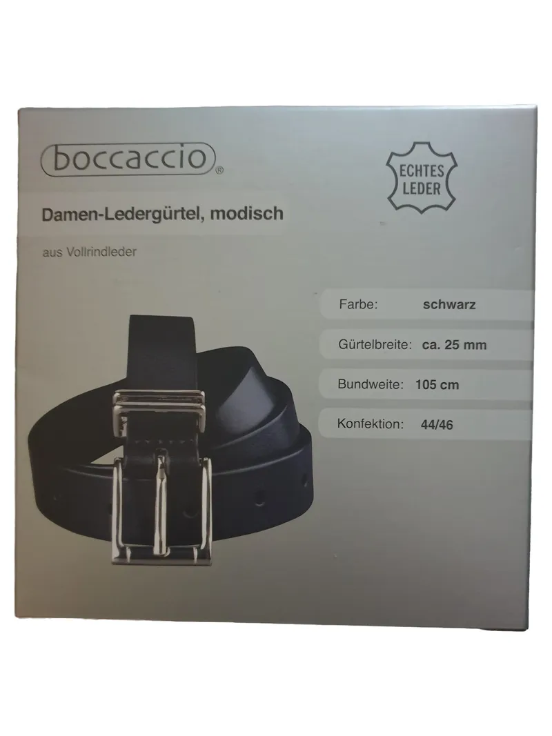 Boccaccio Damen Ledergürtel Schwarz Gr. 44/46 Echtleder 105cm Klassisch 2
