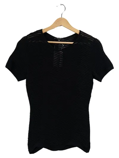 NIKKIE Damen T-Shirt Gr. 36 Schwarz Strukturmuster Elegant Viskose