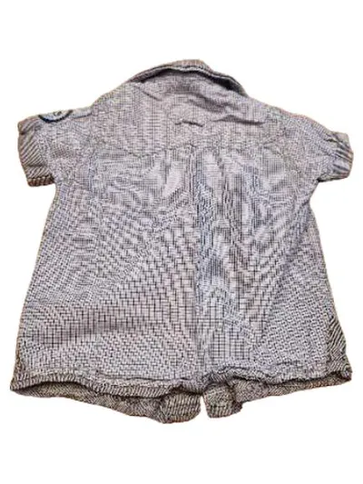 Markenlos Hemd Body Kinder Kariert Weiß Baumwolle Kurzarm Gr. 80
