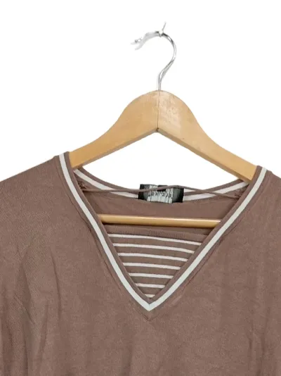 Bexleys Damen Pullover V-Ausschnitt Braun Gr. XL Viskose Langarm