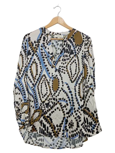 CATNOIR Damen Bluse Gr. 40 Viskose Abstrakt V-Ausschnitt Mehrfarbig