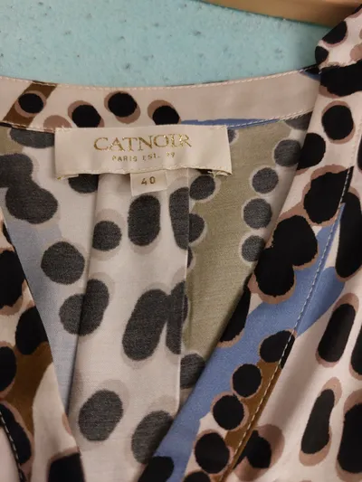 CATNOIR Damen Bluse Gr. 40 Viskose Abstrakt V-Ausschnitt Mehrfarbig