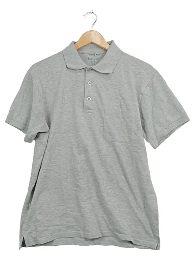 Bexleys Man Poloshirt Herren Gr. M/50 Grau Meliert Brusttasche Baumwolle