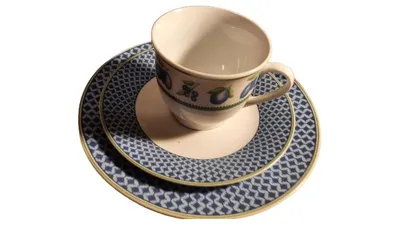 Wellco Design Krefeld Sammelgedeck Pflaume Kaffeetasse Untertasse Teller