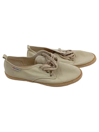 Superga Espadrilles Herren Gr. 46 Beige Leinen Schnürschuhe Canvas