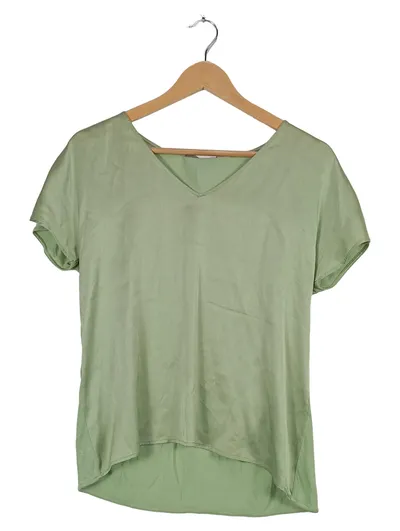 Hallhuber Donna T-Shirt Damen Gr. 34/XS Grün V-Ausschnitt Viskose