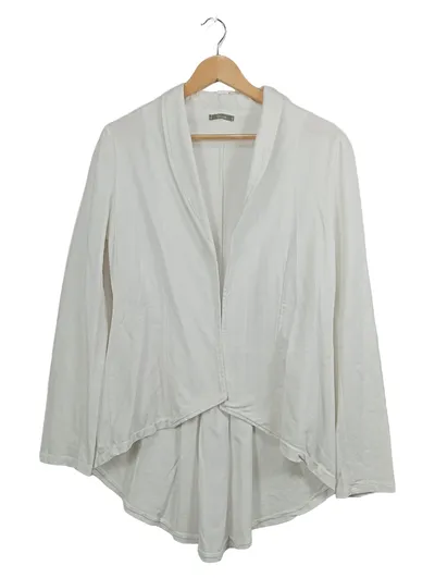 Dixie Damen Strickjacke Cardigan Baumwolle Asymmetrisch Weiß Gr. L