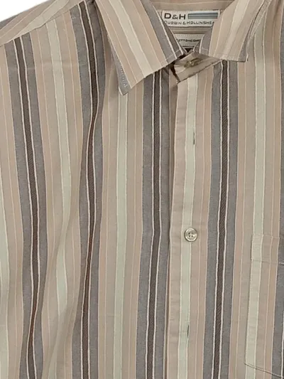 DUBBIN & HOLLINSHEAD Herren Business Hemd Kurzarm Gestreift Beige Gr. XL