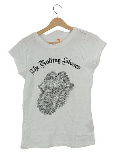Amplified Damen T-Shirt Lippen Motiv Freizeit Gr. S Weiß