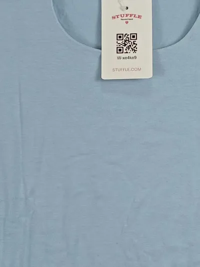 Mexx Damen Basic Top Kurzarm Uni Blau Gr. S Baumwolle Alltag
