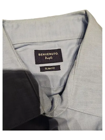 Benvenuto Purple Herren Business Hemd Slim Fit Gr. 41 Hellblau Langarm