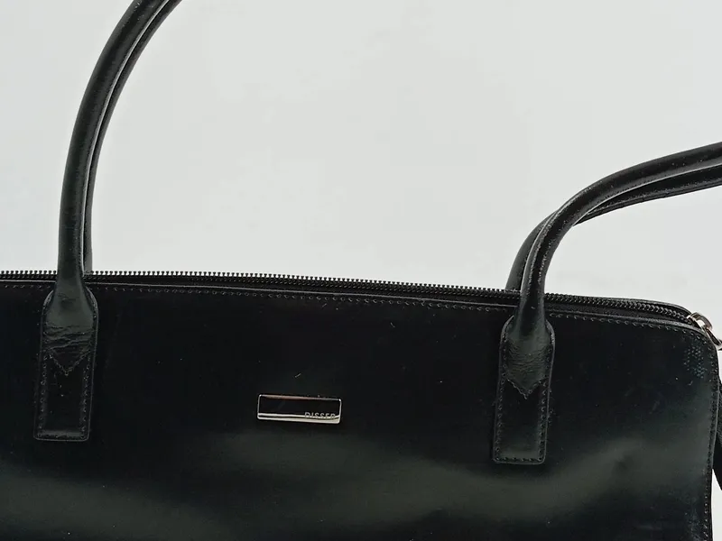 Disser Damen Henkeltasche Schwarz Leder Klassisch Handtasche Business 3