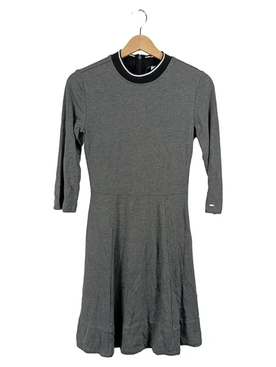 Calvin Klein Damen Kleid A-Linie Grau Gr. S 36 Langarm Casual