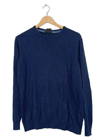 SMOG Pullover Herren Gr. S Blau Meliert Baumwolle Regular Fit