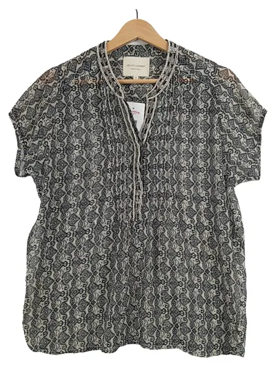 Lollys Laundry Bluse Damen M Ethno Muster Perlen Pailletten Grau Boho