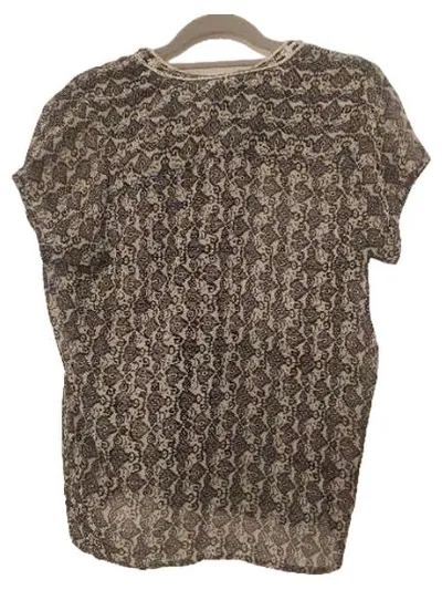Lollys Laundry Bluse Damen M Ethno Muster Perlen Pailletten Grau Boho