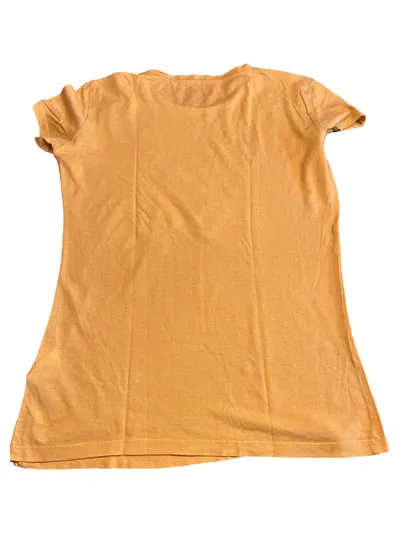 GUESS Damen T-Shirt Gelb Logo-Print Gr. S 36 Baumwolle Modal