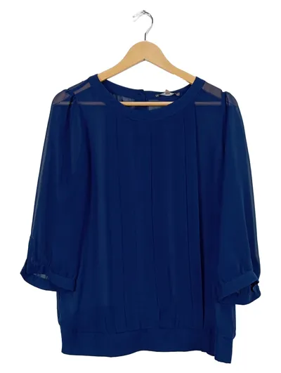 Mint & Berry Damen Bluse Gr. 40 Blau Elegant Chiffon 3/4-Arm