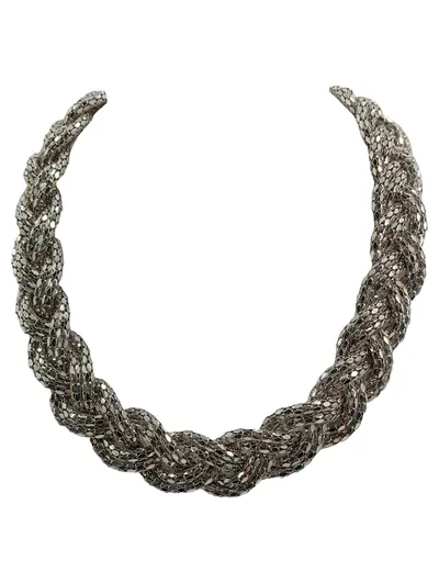 QS by s.Oliver Damen Halskette Silber Geflochten Glamourös 53cm