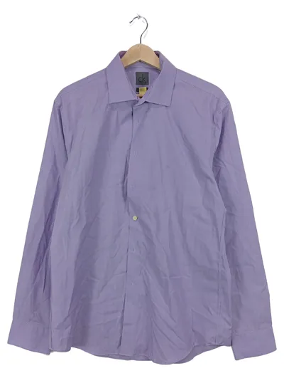 Calvin Klein Business Hemd Herren L/52 Lila Gestreift Langarm Baumwolle