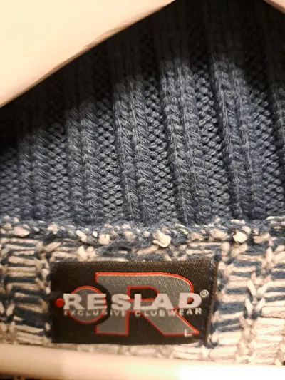 RESLAD Herren Strickpullover Norwegermuster Troyer Gr. L Blau