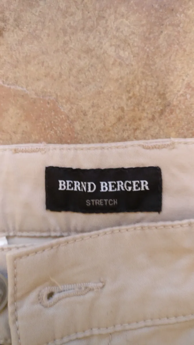 Bernd Berger Herren Chino Stoffhose Beige Stretch Gr. 24 W24 3