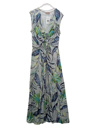 Cartoon Damen Maxikleid Sommerkleid Blumenmuster Raffungen Grau Gr. 44