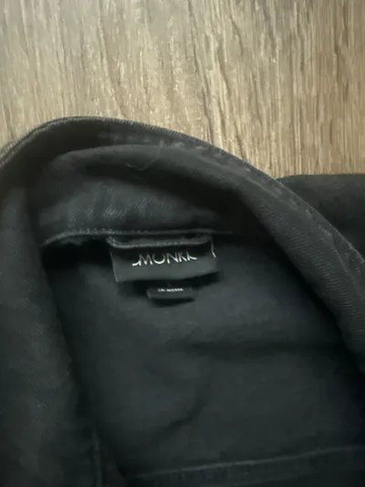 Monki Jeansjacke Damen Gr. S Schwarz Oversize Denim 100% Baumwolle