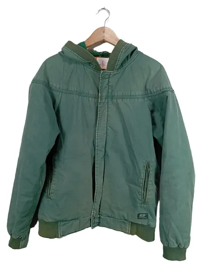 55DSL Herren Bomberjacke mit Kapuze Grün Baumwolle Gr. L