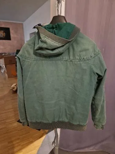 55DSL Herren Bomberjacke mit Kapuze Grün Baumwolle Gr. L