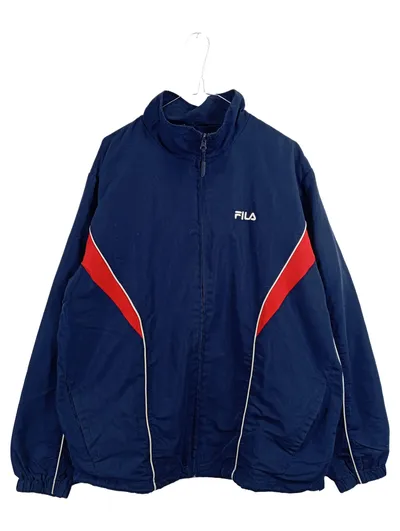 FILA Trainingsjacke Herren Gr. 50/L Blau Rot Retro Sportjacke
