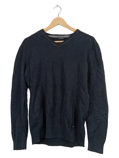 Bruno Banani Herren Pullover V-Ausschnitt Schwarz Gr. M Baumwolle