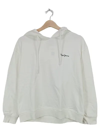 Pepe Jeans London Damen Kapuzenpullover Hoodie Weiß Gr. S Baumwolle Freizeit