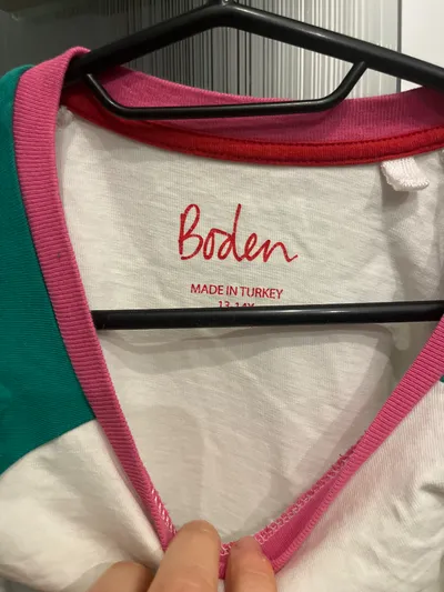 Boden Langarmshirt Mädchen Gr. 164 Vogelmotiv Raglan Grün Weiß Pink