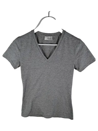 Cotton Candy Damen T-Shirt Gr. XS Grau V-Ausschnitt Basic Meliert