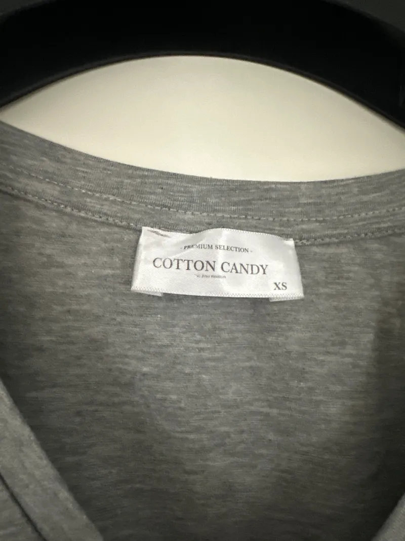 Cotton Candy Damen T-Shirt Gr. XS Grau V-Ausschnitt Basic Meliert 2