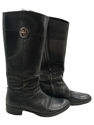 Geox Damen Stiefel Leder Schwarz Gr. 35 Klassisch Reiterstiefel