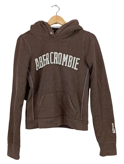 Abercrombie & Fitch Damen Kapuzenpullover Hoodie Schriftzug Braun Gr. M