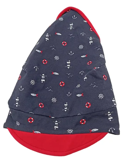 Maximo Kinder Mütze Kopftuch maritim Gr. 45-47 Blau Rot Baumwolle
