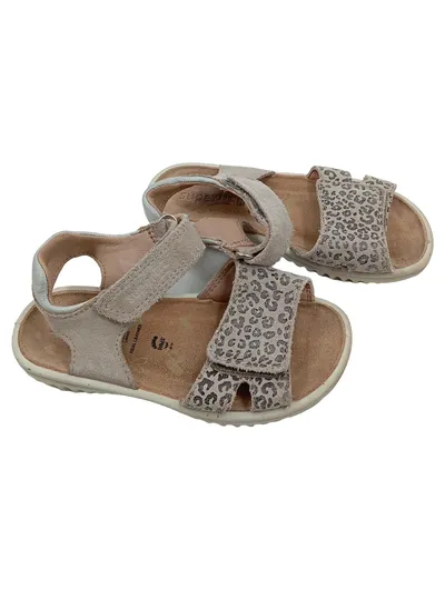 Superfit Sandalen Mädchen Gr. 26 Beige Leopard Leder Klettverschluss