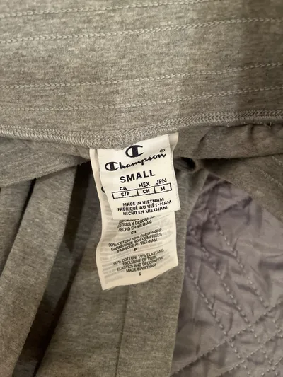 Champion Damen Jogginghose Grau Gr. S Baumwolle Athleisure Logo Meliert