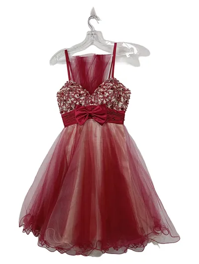 Luxuar Limited Abendkleid Ballkleid Damen Gr. 36 Rot Tüll Perlen Strass