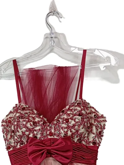 Luxuar Limited Abendkleid Ballkleid Damen Gr. 36 Rot Tüll Perlen Strass
