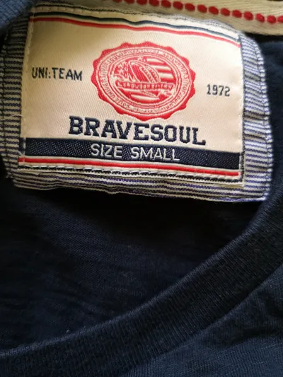 Brave Soul T-Shirt Herren S California University Baseball Vintage Blau Grau