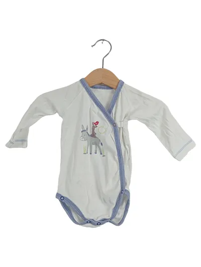 People Wear Organic Baby Body Langarm Gr. 56 Weiß Tiermotiv Applikation